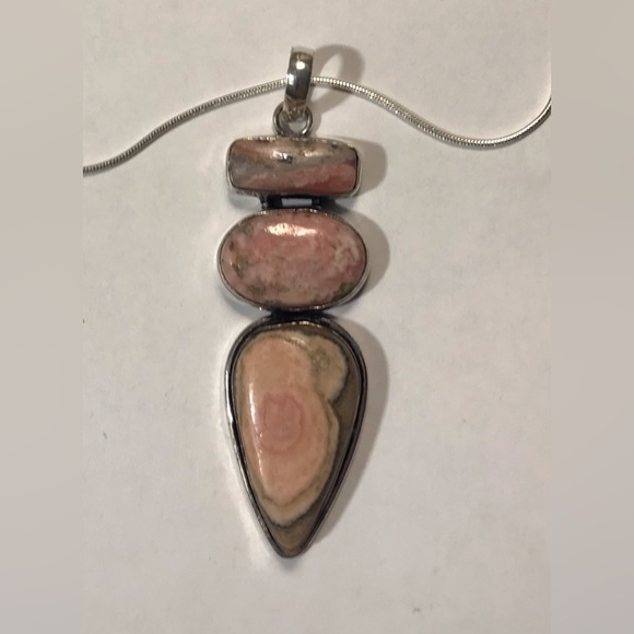 Pink Peruvian Opal 925 Sterling Silver Necklace - Picture 1 of 2